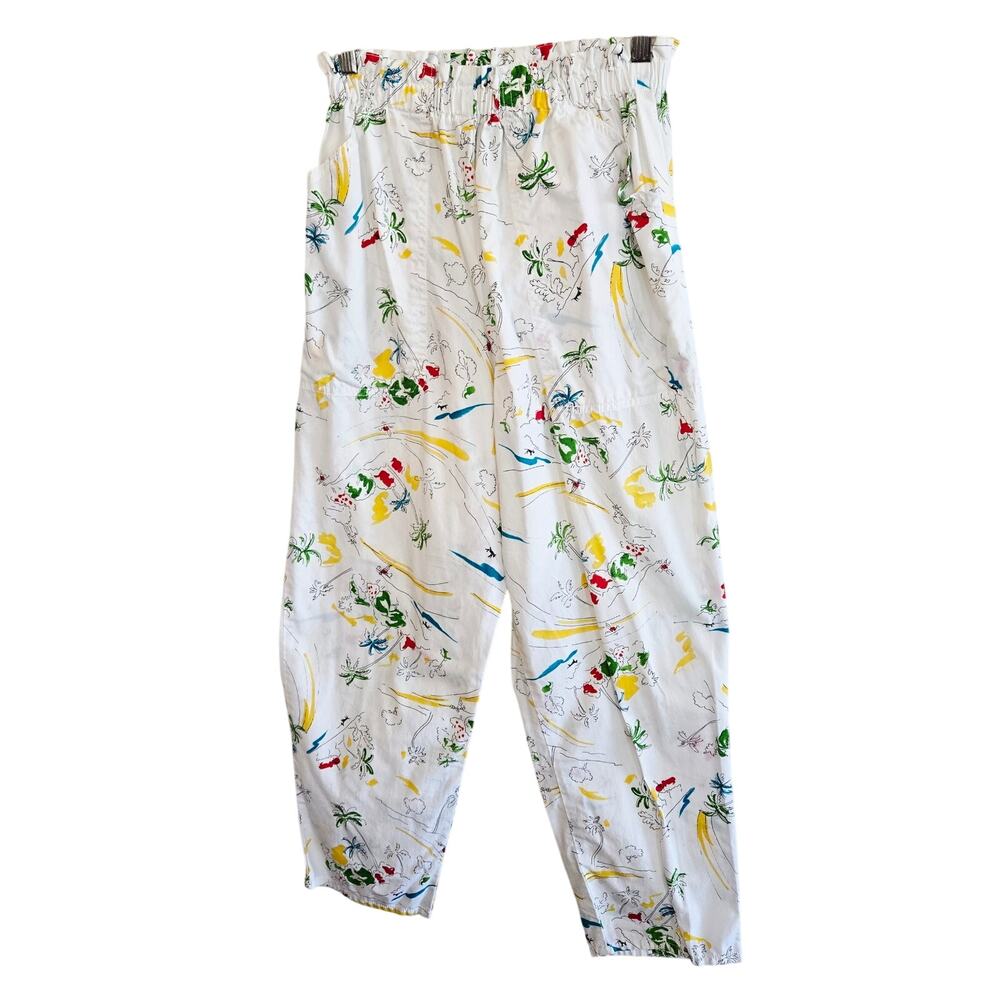Size M – Vintage Gap Coastal Print White Cotton Cargo Pants
